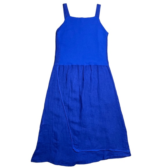 Inizio Linen Blue Dress Sz M - Picture 2 of 12